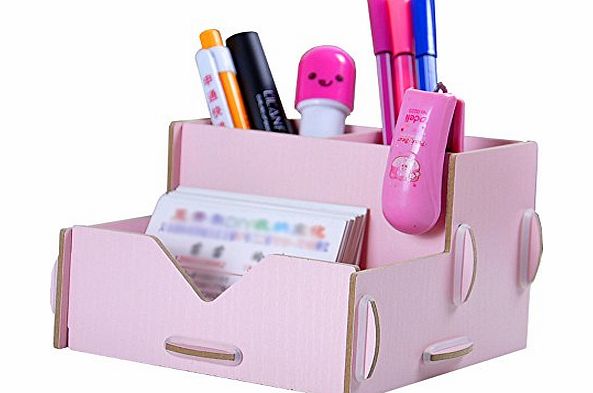 OEM Office Supplies Storage Box File Pen Pencil Holder Stand Desk Organiser Creative Design Made From Wood (Pink)