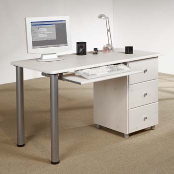 Mansa Solid Pine Computer Desk in White