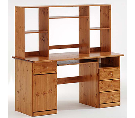 Oona Solid Pine Large Computer Desk - WHILE