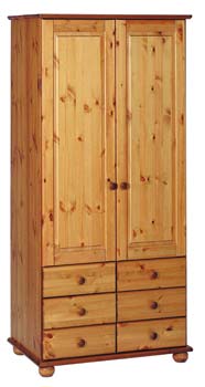 Oestergaard Wokingham Solid Pine 2 Door 6 Drawer Wardrobe