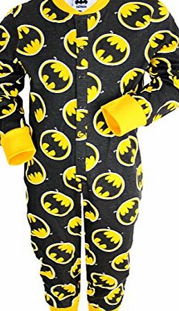 Boys Unisex Character Onesie All In One Pyjamas Girls Nightwear Marvel Comic pj Cartoon Gift Kids pjs (7-8 years, Batman Classic(Black/Yellow))