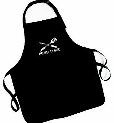 OFL BBQ Apron - Licensed to Grill. A great gift for those hard to buy for males, a Barbeque Apron with a fun ``Licensed to Grill`` slogan and BBQ implement design. Ideal as a Fathers Day Gift