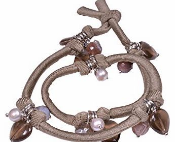 OggettiDAtmosfera Lycra elastic pearls bracelet, Sterling silver charms and semiprecious stones.