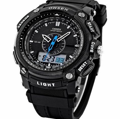 OHSEN Mens Waterproof Digital Quartz LCD Alarm Date Military Sport Rubber Watch OHS049