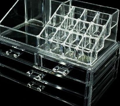 Clear Acrylic Make-Up / Cosmetic / Jewellery / Nail Polish Organiser Display Stand (with high grade 3mm acrylic). Gift Boxed.