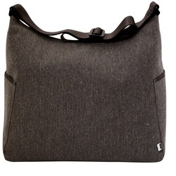 OiOi Chocolate Herringbone Tweed Hobo with Pink