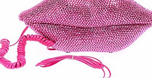 OKO O K O Lips Telephone with Pink Rhinestones Home Desk Wired Telephone