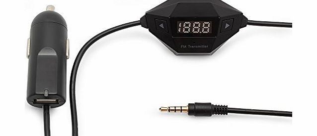 In Car Universal Wireless FM Transmitter & Hands-free Calling with USB Car Charger For iPhone, Samsung, Motorola, Nokia , Lg , And ALL Smartphones GPS MP3 Mp4 Audio Player with 3.5mm Audio In