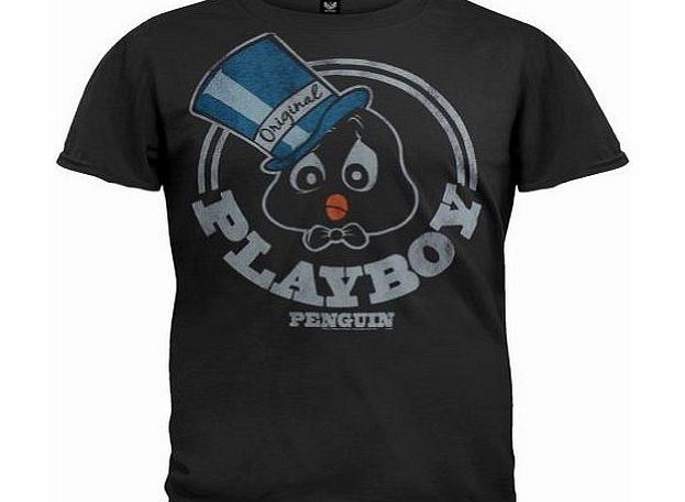 Looney Tunes - Mens Playboy Penguin Soft T-shirt - Medium Black