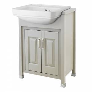 Old London Stone Grey 2 Door Unit 600mm Semi-Recess Basin 2TH