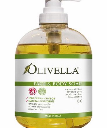 Olivella Virgin Olive Oil Face, Body amp; Hand Liquid Soap 16.9 oz / 500 ml