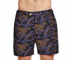 Blue camouflage quick-dry board shorts