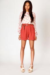 Olivia Cherry Print Exposed Zip Blouse