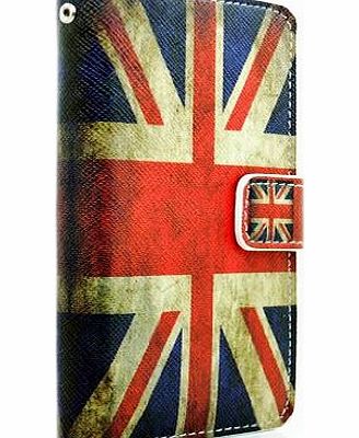 OLIVIASPHONES iPhone 5 / 5s - Vintage Union Jack - British Flag Design Wallet Case with soft suedette inner linning and internal slots for cards and cash Screen Protector Film