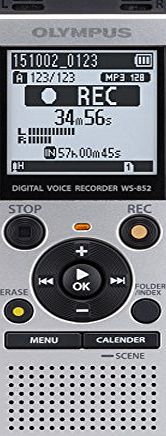 Olympus WS-852 MP3 Digital Stereo Voice Recorder with 4 GB Flash Memory and Built-In USB - Silver