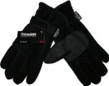 Mens Fleece Thermal Thinsulate Lined Gloves with Palm Grip Black Large/X-Large