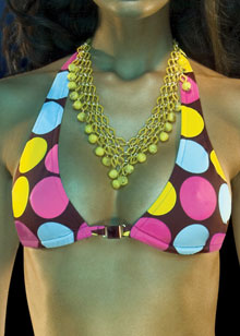 Capri long triangle bikini top with front closure