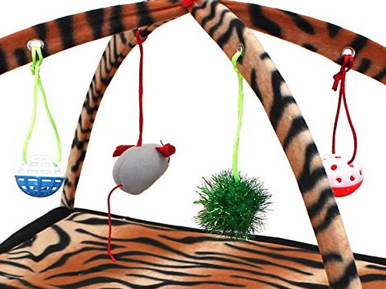 Ondoing Cat Multi-function Game Pad Folding Hammock Puzzle Toys Warm Tent Playing Bed litter for Kitty (Leopard Print)