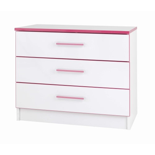 One Call Furniture Kiddi Pink 3 Drawer Chest