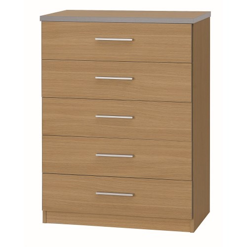 One Call Furniture Oak 5 Drawer Chest