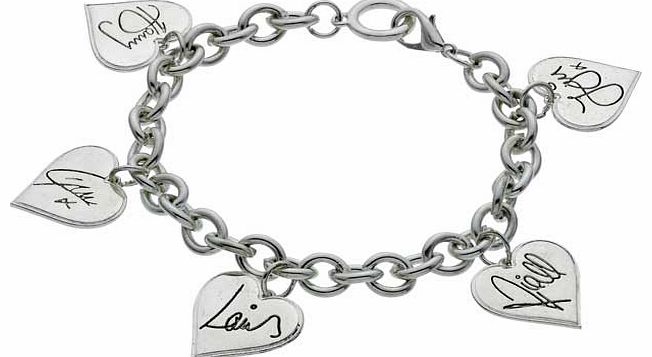 One Direction Charm Bracelet with Name Hearts