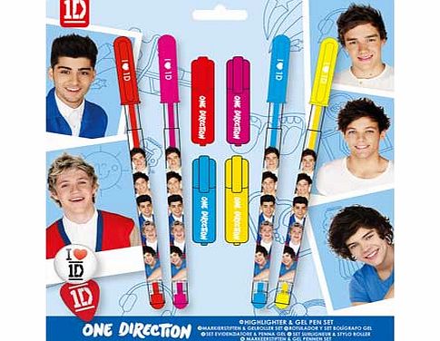 One Direction Gel Pens and Highlighter Set