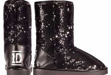 One Direction Girls Black Sequin Boot - Size 11