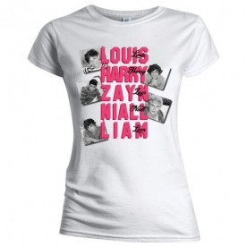 One Direction Names Skinny White T-Shirt Small