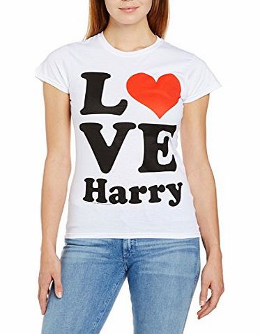 One Direction Womens Love Harry Short Sleeve Crew Neck T-Shirt, White, Size 14 (Manufacturer Size:X-Large)