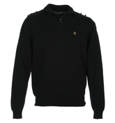 One True Saxon Black 1/4 Zip Sweater