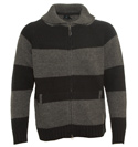 One True Saxon Black and Grey Stripe Full Zip Sweater