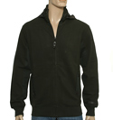 Black Pique Cotton Full Zip Sweatshirt