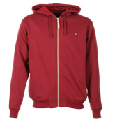 One True Saxon Dark Red Full Zip Hooded Sweatshirt