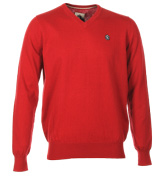 One True Saxon Kinghurst Red V-Neck Sweater