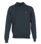 Navy 1/4 Zip Cotton Mix Sweater