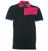 Navy and Pink Pique Polo Shirt