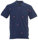 Navy Pique Polo Shirt (Pink Dogs