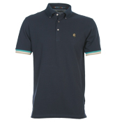 One True Saxon Tupton Navy Pique Polo Shirt