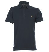 One True Saxon Tutbury Navy Pique Polo Shirt