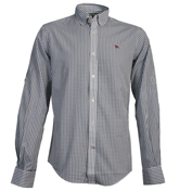 White and Navy Check Long Sleeve