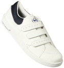 One True Saxon White and Navy Leather Velcro Fastening Trainers
