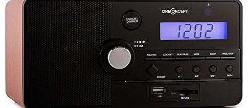  Luzern Bedroom Alarm Clock Media Player (MP3 Playback via SD/USB, FM Radio with 30 Presets & Built I Speaker) - Brown
