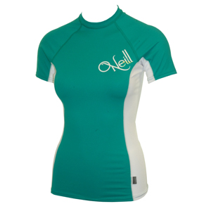 O`Neill Ladies O`Neill Skins Crew Rashguard. Jade White