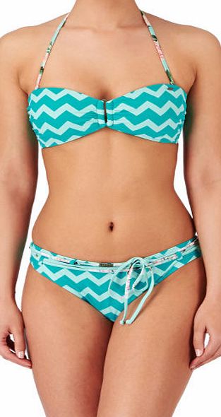 O`Neill Womens ONeill Zig Zag Bandeau Bikini - Green Aop