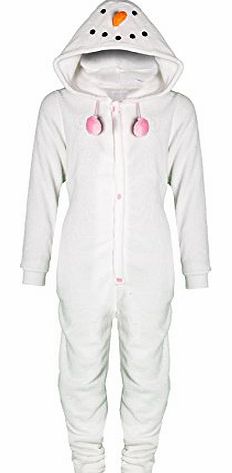 Childrens Kids Girls All-In-One Super Soft Christmas Hooded Fleece Warm