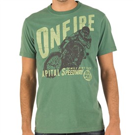 Onfire Mens Printed Vin Speedway T-Shirt Green