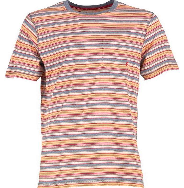 Mens Stripe T-Shirt Blue Multi