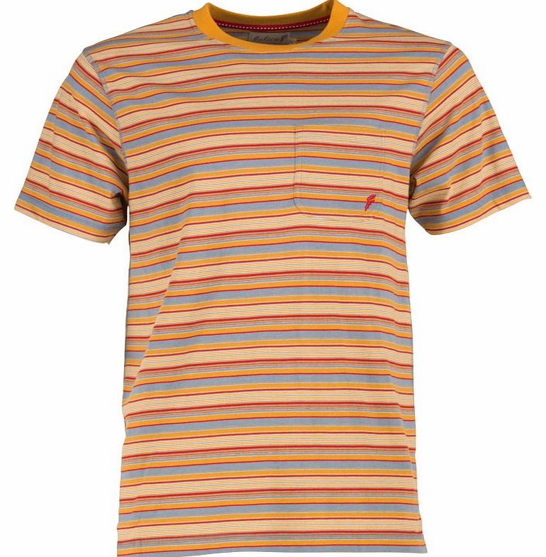 Mens Stripe T-Shirt Mustard Multi