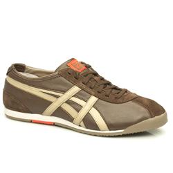 Male Kanuchi Leather Upper Fashion Trainers in Brown and Stone