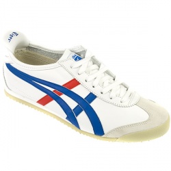Onitsuka Tiger Male Mexico 66 Leather Upper Textile Lining Fashion Bold in White-Blue